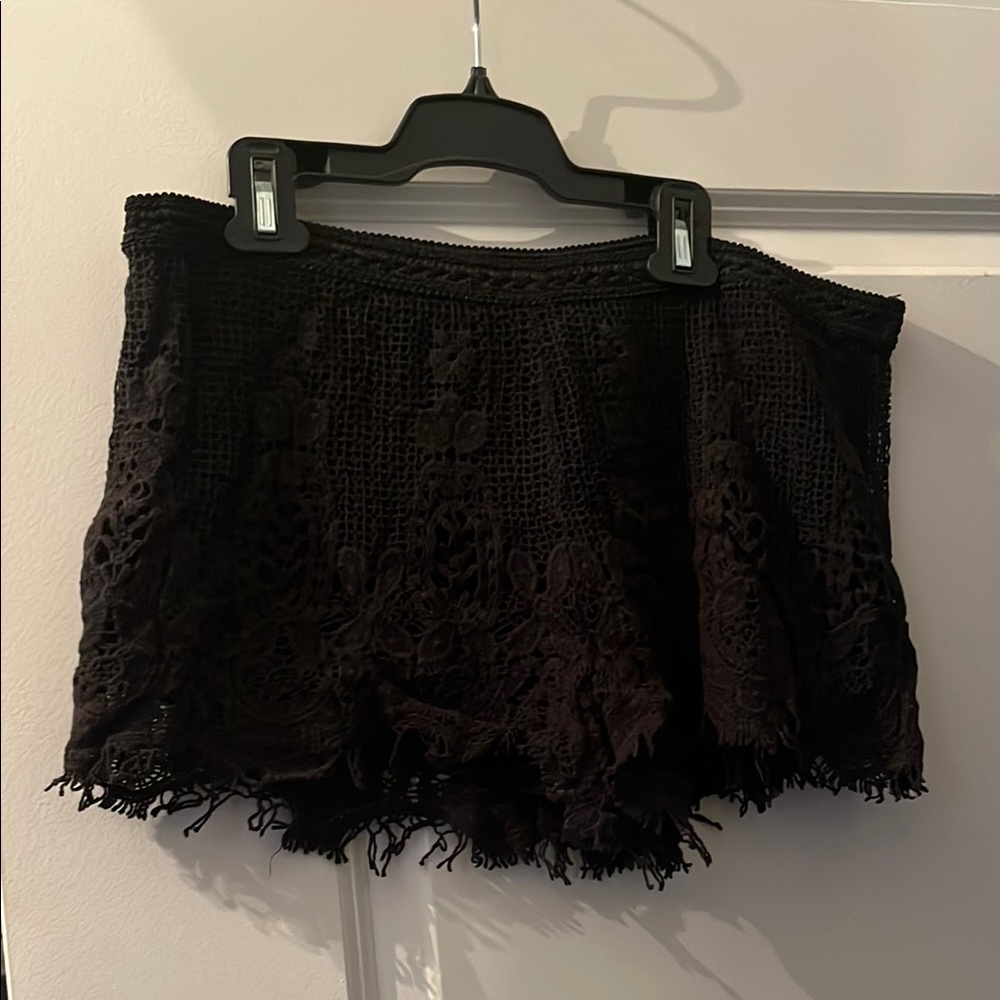 Black Lace Crochet Shorts